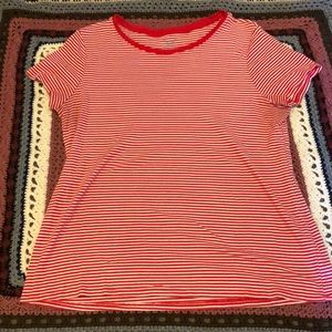 Faded Glory Red and White Striped Short Sleeve Shirt -XXL